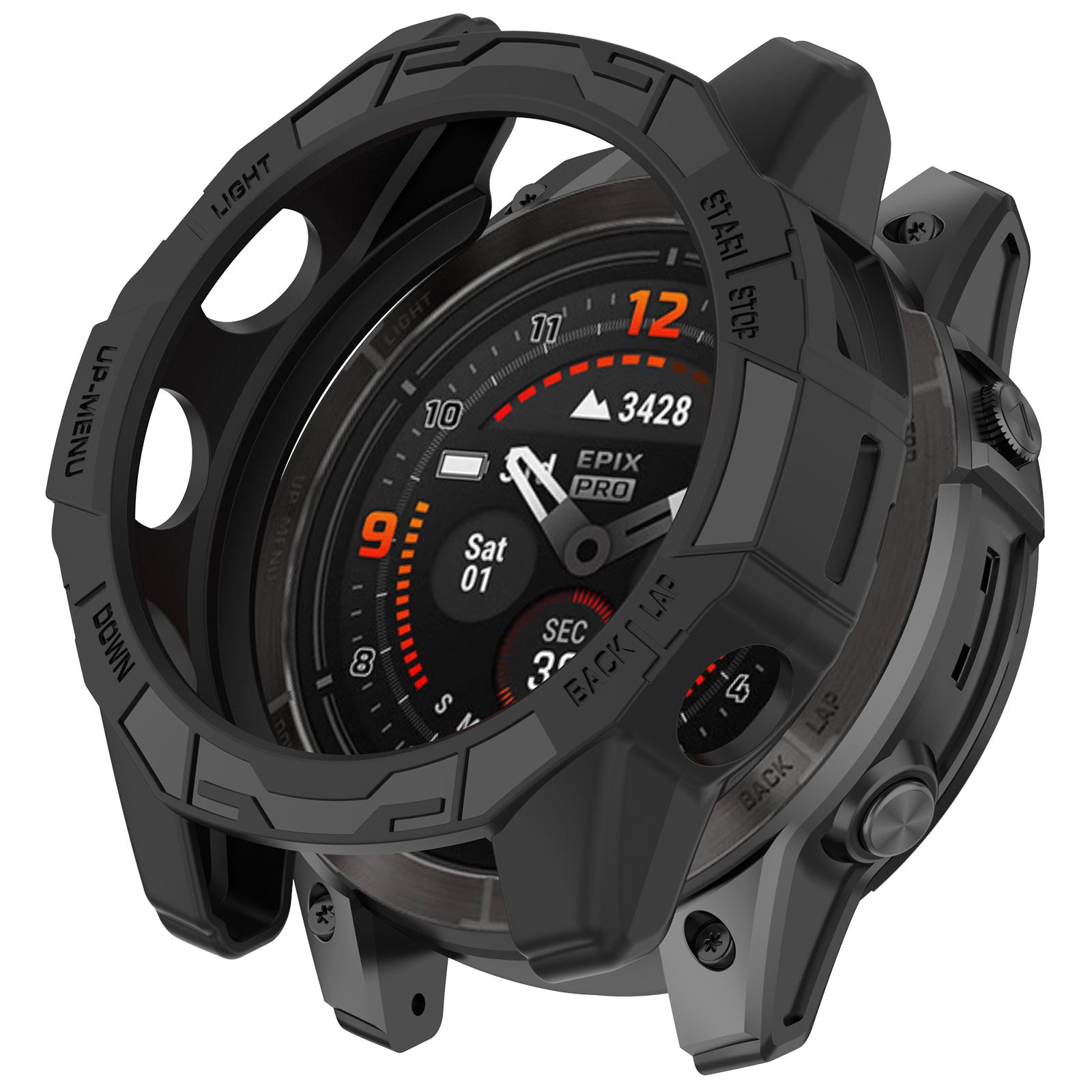 For Garmin Quatix 7 Pro Anti-collision TPU Smartwatch Case Hollow Protective Frame - Orange For Garmin Quatix 7 Pro Anti-collision TPU Smartwatch Case Hollow Protective Frame - Orange
